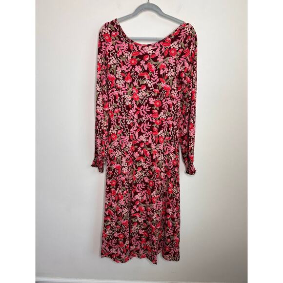 Draper James Patty Viney Floral Long Sleeve Midi Dress Women's Size S - Picture 2 of 9